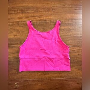 Women’s Lululemon Power Pivot Cropped Tank in Sonic Pink, Size 10.